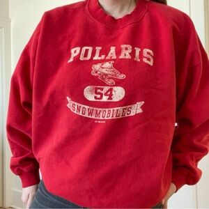 Red vintage 90s Polaris snowmobile crewneck sweatshirt